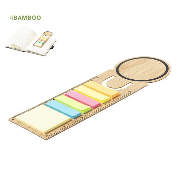 Régua em bamboo com notas adesivas | SAM Brindes