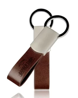 Porta-chaves personalizado em metal mate e couro sintético