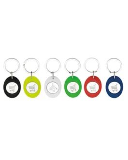 Porta-chaves oval personalizado com ficha
