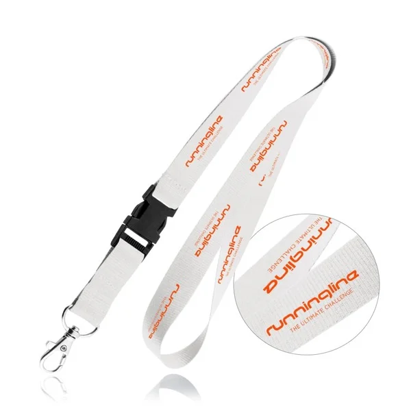 Lanyard personalizado em poliéster com fecho e mosquetão | SAM Brindes