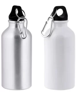 Garrafas de água personalizadas em alumínio, 400 ml com mosquetão