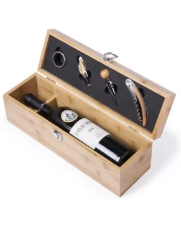 Caixa de madeira para vinho personalizada com acessórios