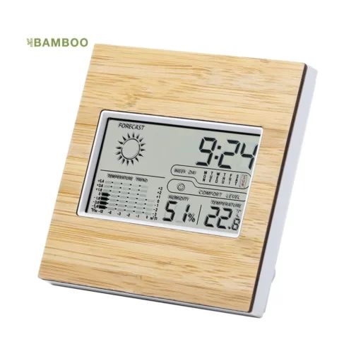 Estação metereológica personalizada em bamboo |  SAM Brindes