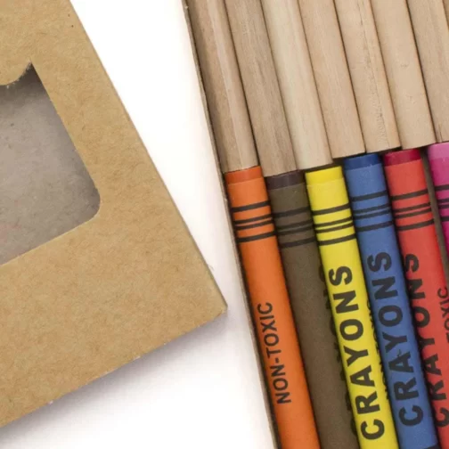 conjunto personalizado composto por lápis de cor e de cera |  SAM Brindes