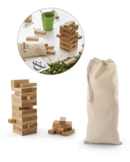Jogo de madeira com 54 peças, com bolsa personalizável em algodão