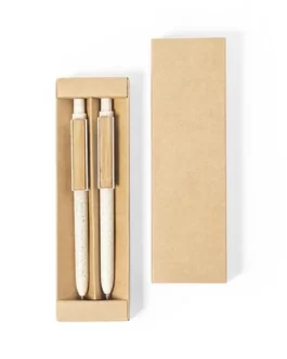 Conjunto de lápis e caneta em bamboo e fibra de trigo
