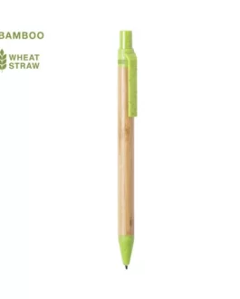 Caneta em bamboo com acessórios em cana de trigo e ABS