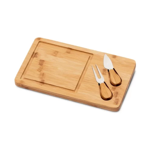 Tábua de queijos em bambu com 2 utensílios -  | SAM Brindes