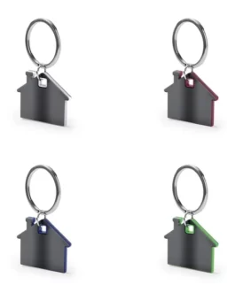 Porta-chaves formato casa com exterior em aço