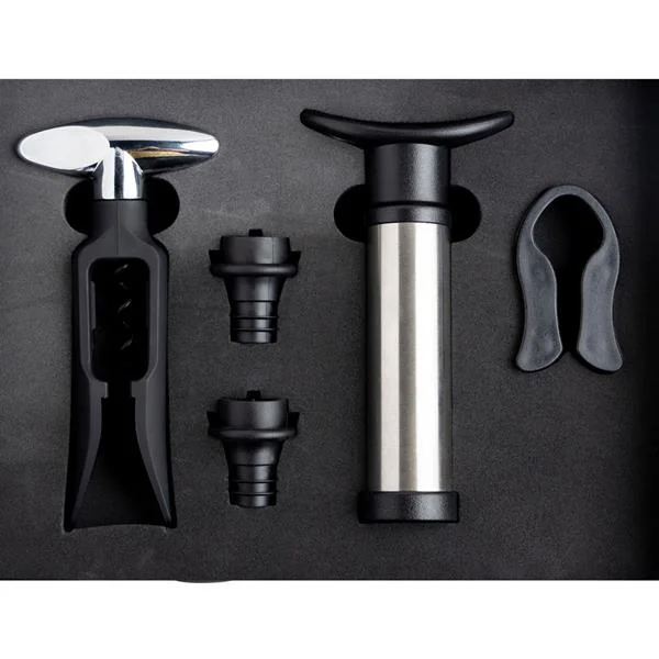 Set de vinho com bomba e rolhas de vácuo