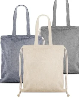 Saco mochila com asas longas em algodão reciclado 140g