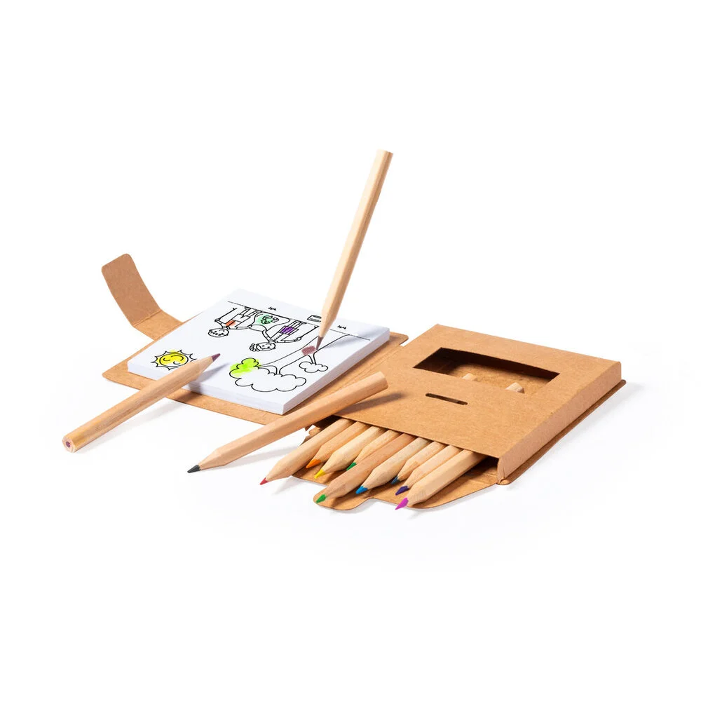 Conjunto para colorir em cartão reciclado e com fita de fecho na aba - Image 2
