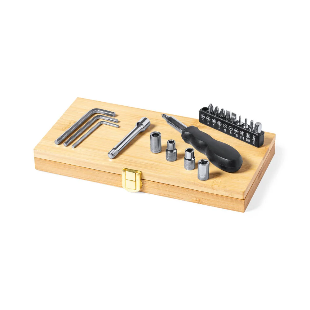 Kit ferramentas em caixa de bamboo - Image 2