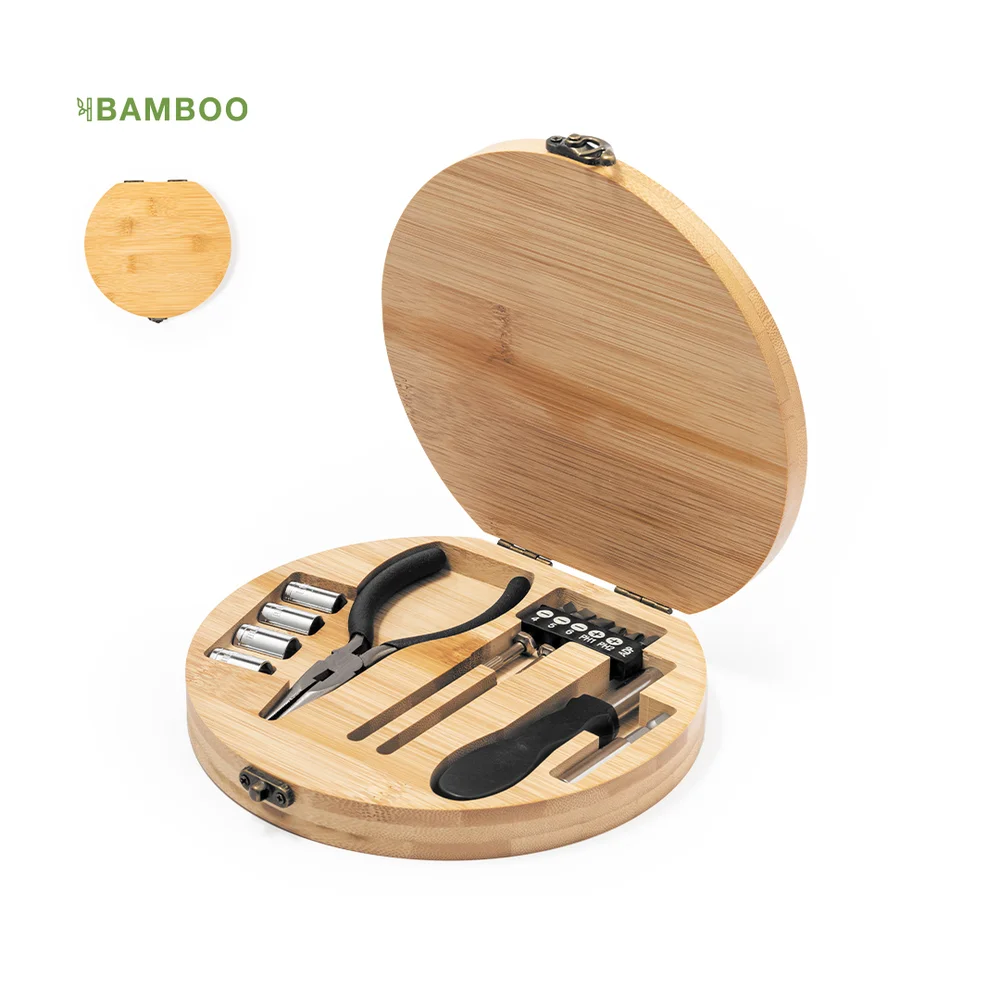 Set ferramentas em caixa de bamboo |  SAM Brindes