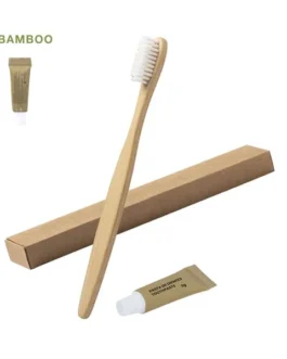 Conjunto dental com escova em bambu e pasta de dente
