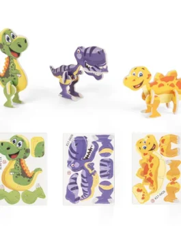 Puzzle 3D em papel e EVA em formato de dinossauro