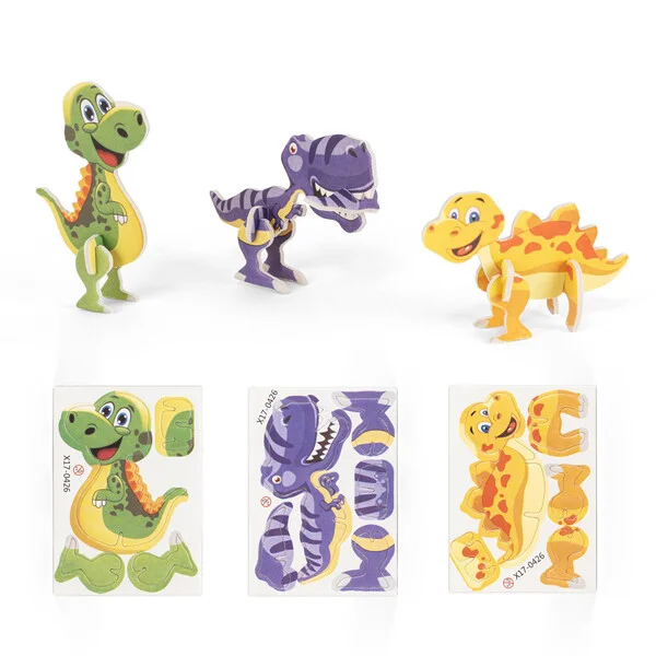 Puzzle 3D em papel e EVA em formato de dinossauro |  SAM Brindes