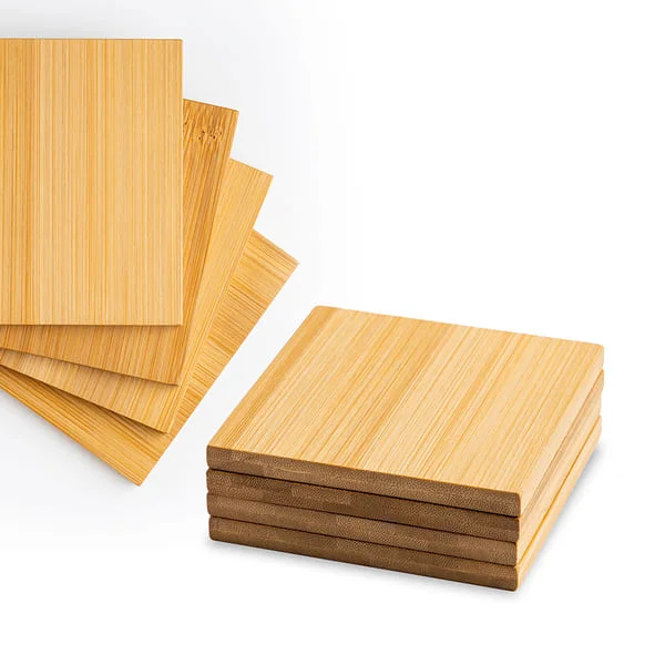 Set de 4 bases de bambu para copos