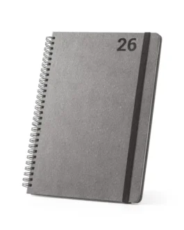 Agenda B5 em pele (58% reciclada), com argolas