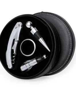 Set de vinhos com design circular acabado em PU