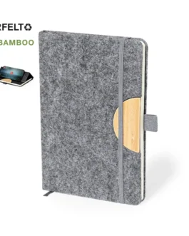 Bloco de notas com suporte fabricado em feltro RPET 300D