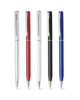 Esferográfica em alumínio com clipe e mecanismo twist