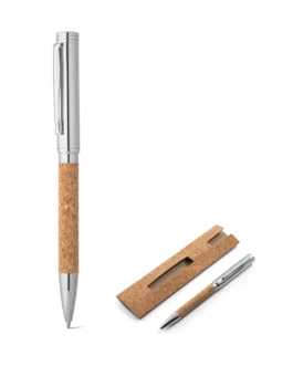 Esferográfica em cortiça e metal com mecanismo twist