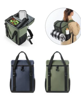 Mochila térmica almofadada em poliéster reciclado 600D ripstop 16 L