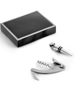 Conjunto para vinho em zinco e aço inoxidável
