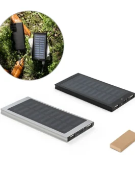 Power bank 8.000 mAh com painel solar em alumínio 100% reciclado