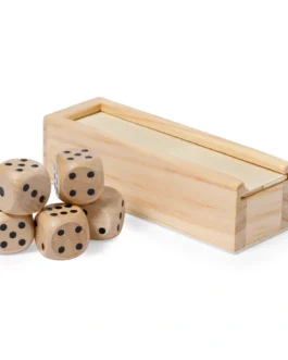 Jogo de dados em madeira com acabamento natural