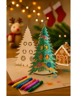 Árvore de Natal desmontável para colorir em madeira
