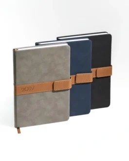 Agenda diária A5 capa em material em nubuck, de toque aveludado