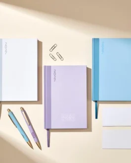 Agenda A5 com capa em papel couché e acabamento laminado